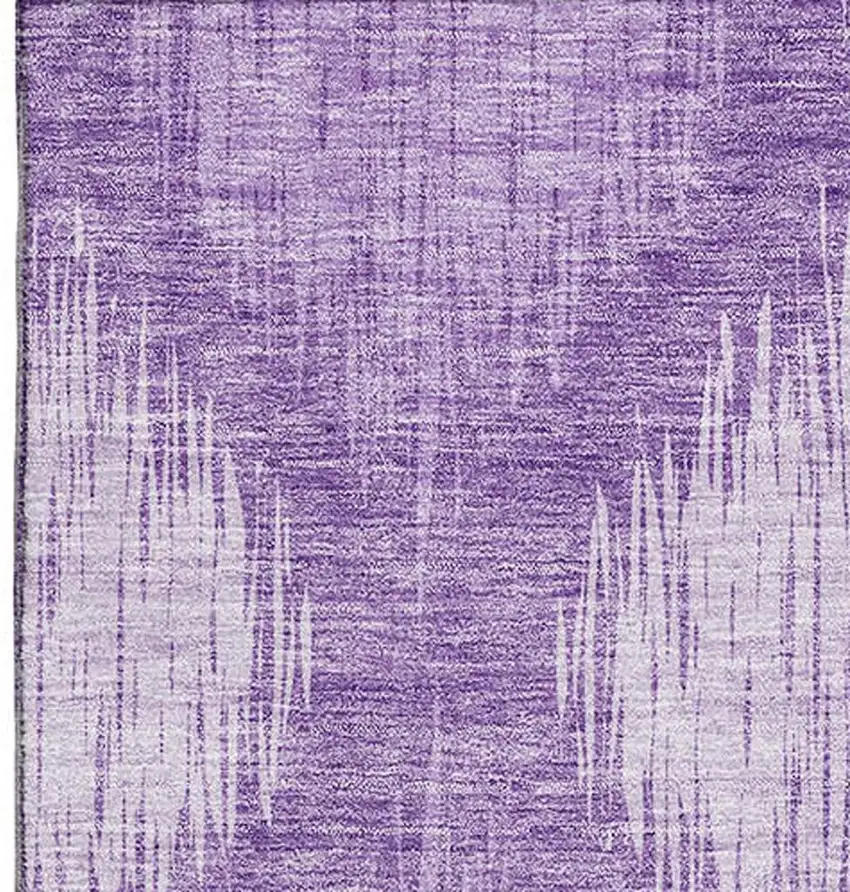 Plum And Ivory Ikat Washable Area Rug With UV Protection Photo 4