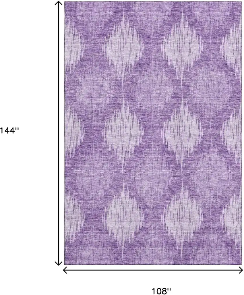 Plum And Ivory Ikat Washable Area Rug With UV Protection Photo 3