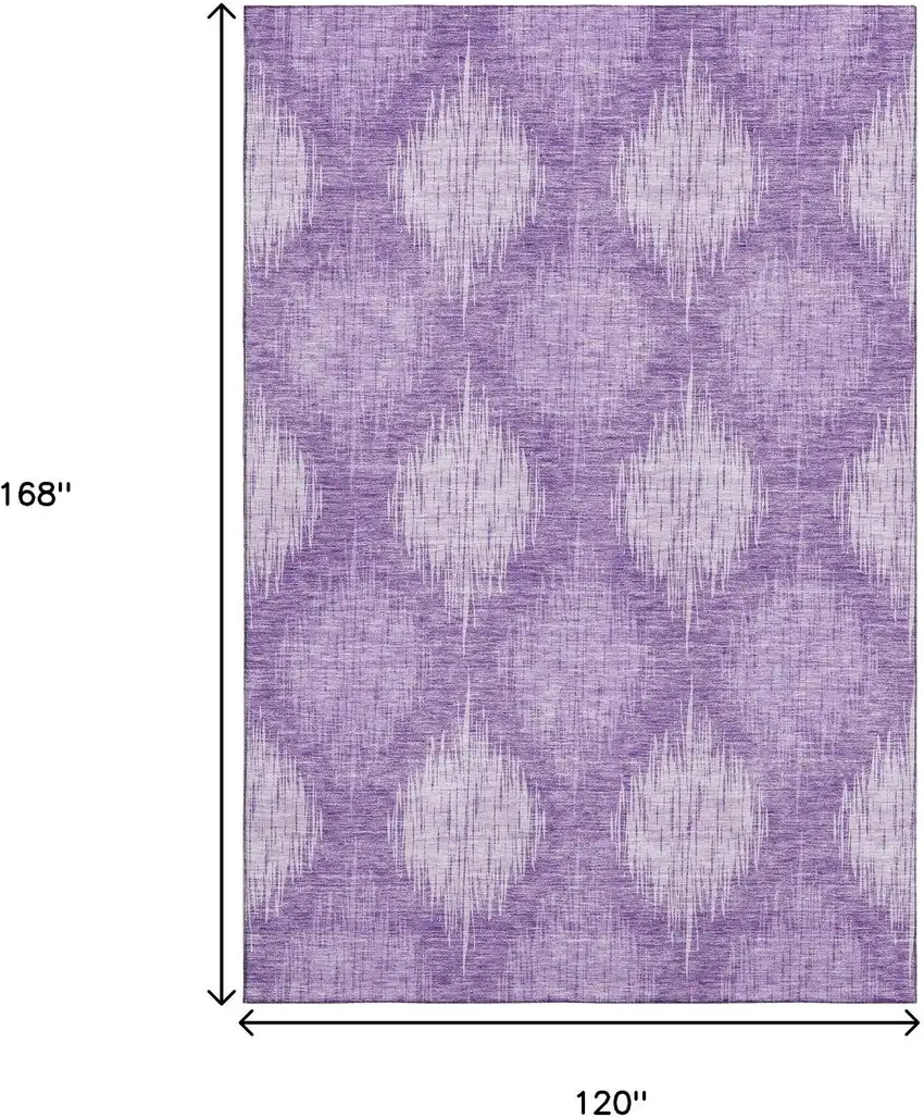 Plum And Ivory Ikat Washable Area Rug With UV Protection Photo 3