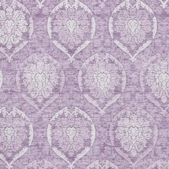 Plum And Ivory Medallion Washable Area Rug With UV Protection Photo 3
