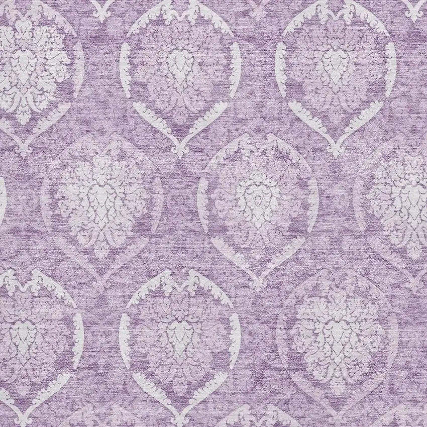 Plum And Ivory Medallion Washable Area Rug With UV Protection Photo 3