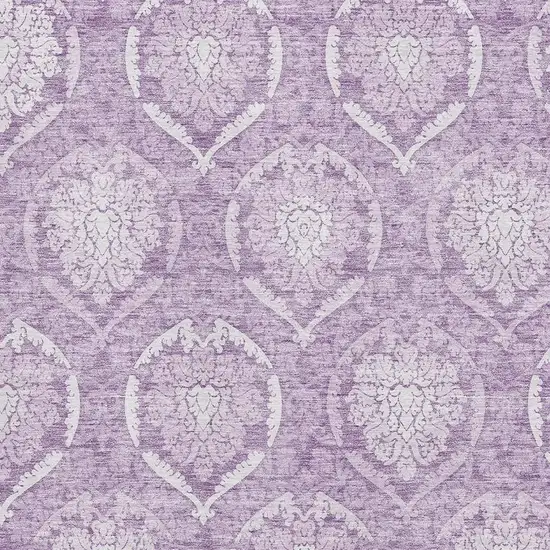 Plum And Ivory Medallion Washable Area Rug With UV Protection Photo 3