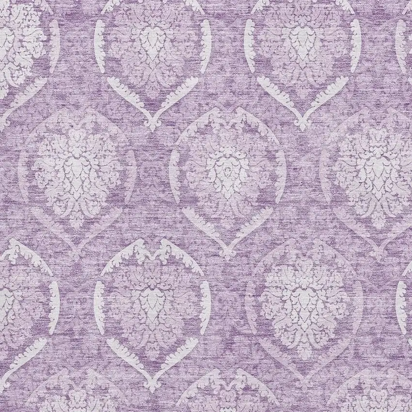 Plum And Ivory Medallion Washable Area Rug With UV Protection Photo 3