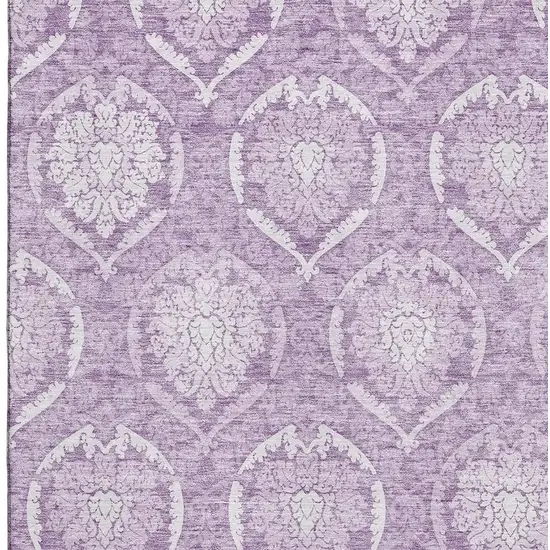 Plum And Ivory Medallion Washable Area Rug With UV Protection Photo 3