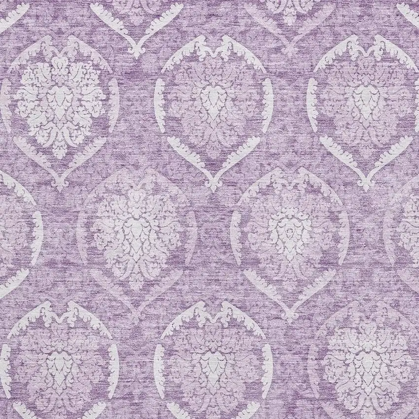 Plum And Ivory Medallion Washable Area Rug With UV Protection Photo 3