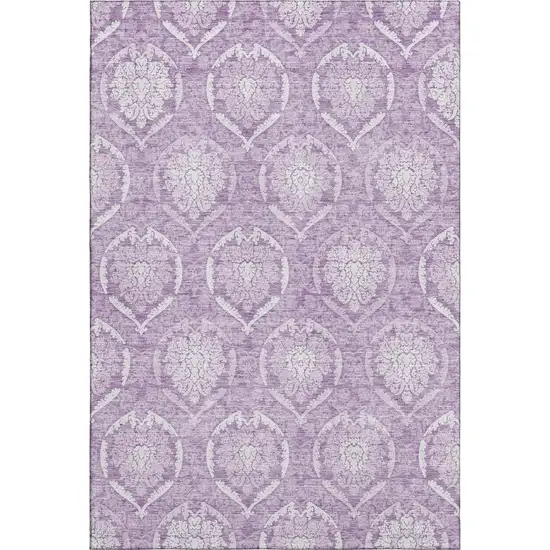 Plum And Ivory Medallion Washable Area Rug With UV Protection Photo 1