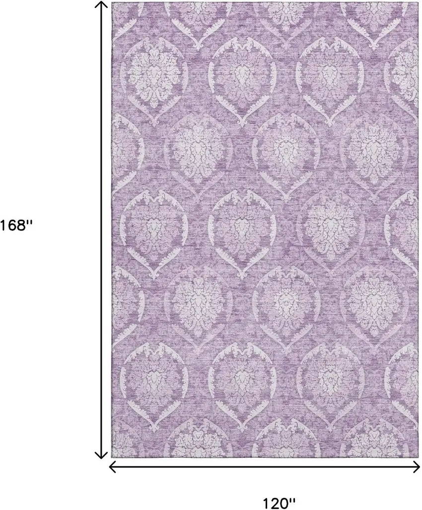 Plum And Ivory Medallion Washable Area Rug With UV Protection Photo 3