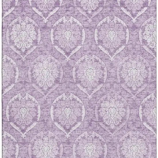 Plum And Ivory Medallion Washable Area Rug With UV Protection Photo 4
