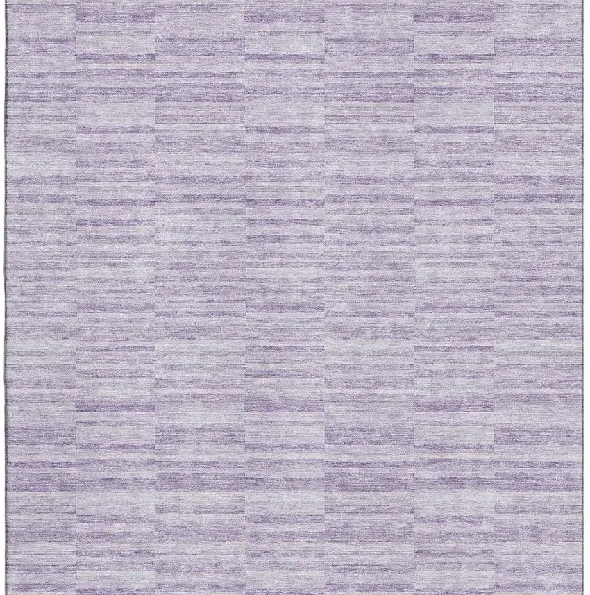 Plum And Ivory Striped Washable Area Rug With UV Protection Photo 4