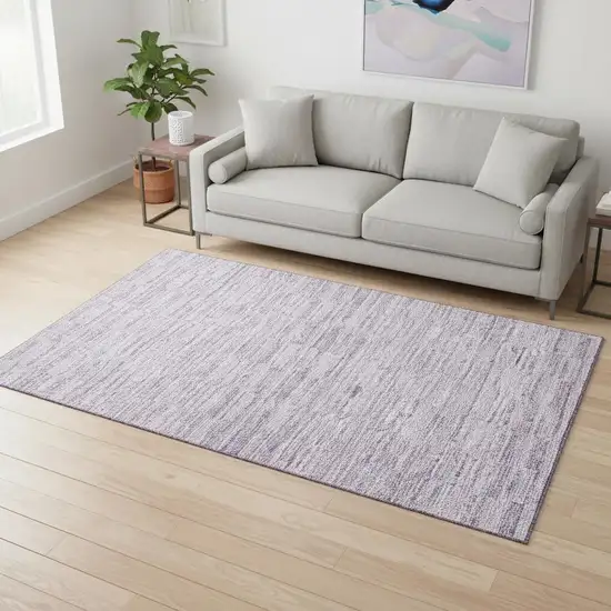 Plum And Ivory Striped Washable Area Rug With UV Protection Photo 2