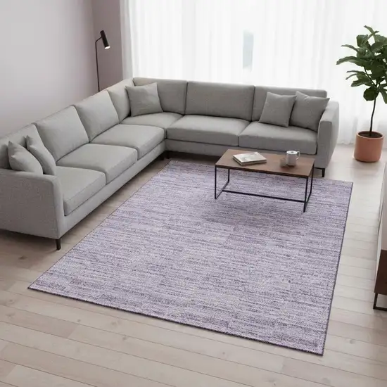 Plum And Ivory Striped Washable Area Rug With UV Protection Photo 2