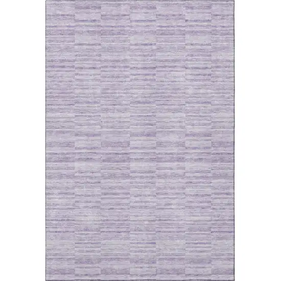 Plum And Ivory Striped Washable Area Rug With UV Protection Photo 4