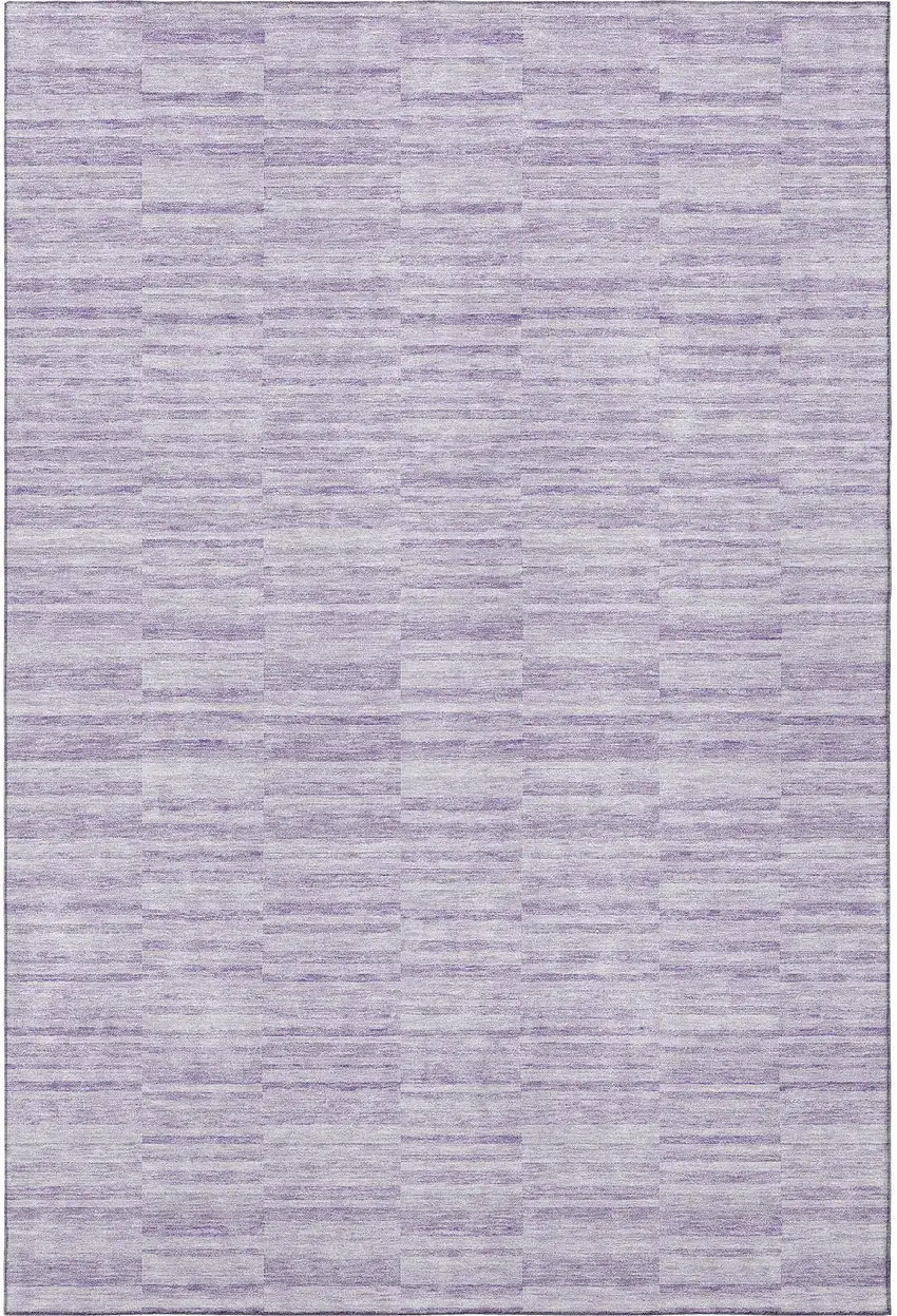 Plum And Ivory Striped Washable Area Rug With UV Protection Photo 4