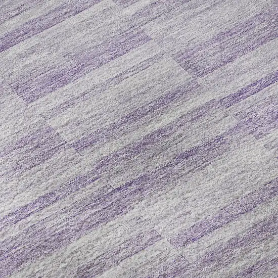 Plum And Ivory Striped Washable Area Rug With UV Protection Photo 9