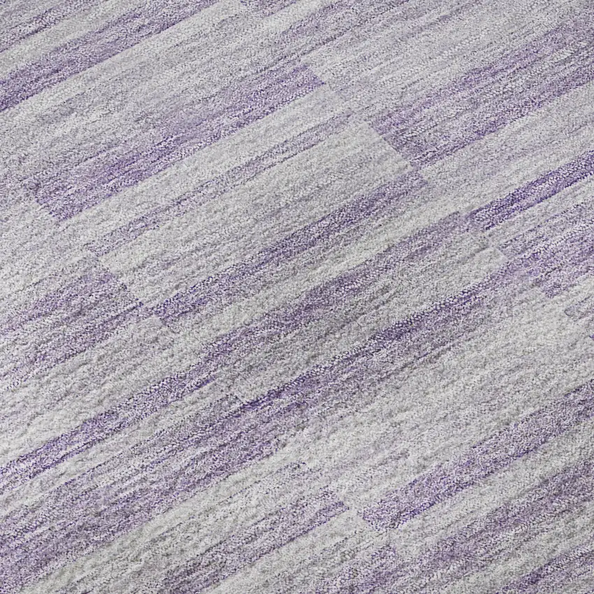 Plum And Ivory Striped Washable Area Rug With UV Protection Photo 9