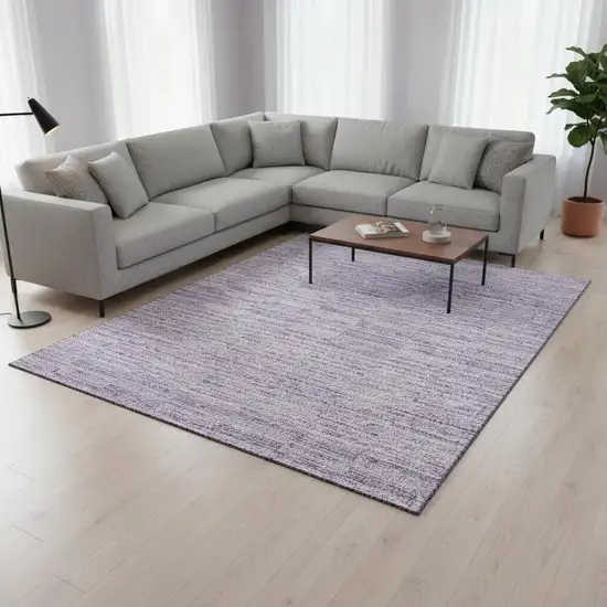 Plum And Ivory Striped Washable Area Rug With UV Protection Photo 2