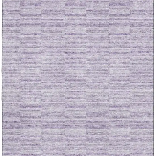 Plum And Ivory Striped Washable Area Rug With UV Protection Photo 4