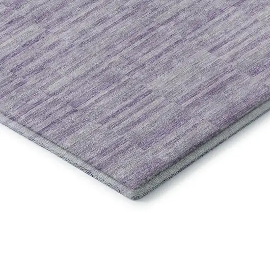 Plum And Ivory Striped Washable Area Rug With UV Protection Photo 8