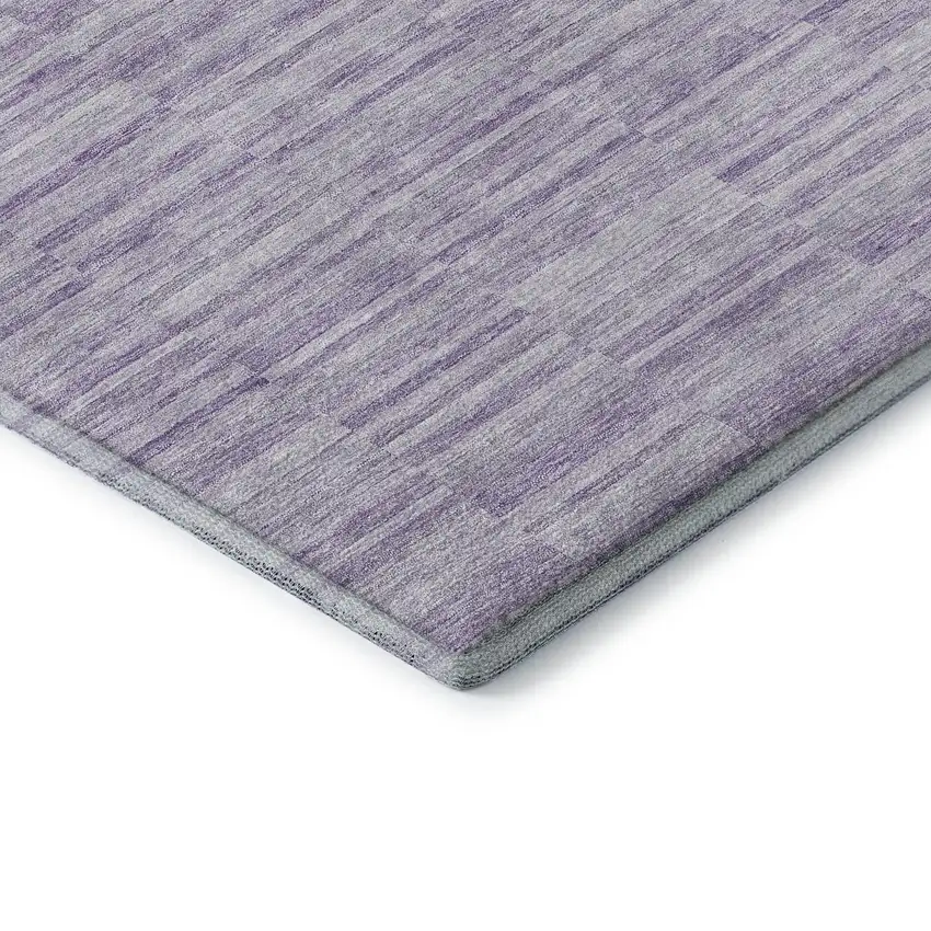 Plum And Ivory Striped Washable Area Rug With UV Protection Photo 8