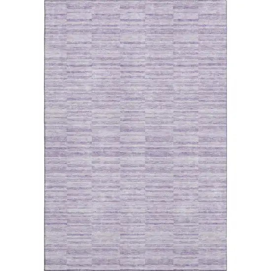 Plum And Ivory Striped Washable Area Rug With UV Protection Photo 1