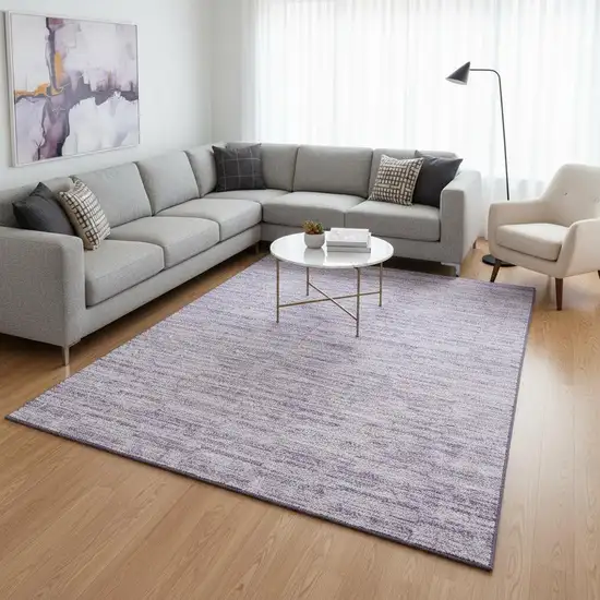 Plum And Ivory Striped Washable Area Rug With UV Protection Photo 2