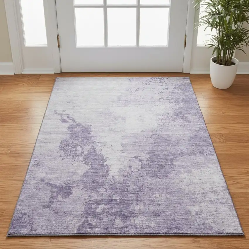 Plum And Lavender Abstract Washable Area Rug With UV Protection Photo 2
