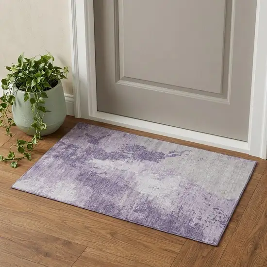 Plum And Lavender Abstract Washable Area Rug With UV Protection Photo 1