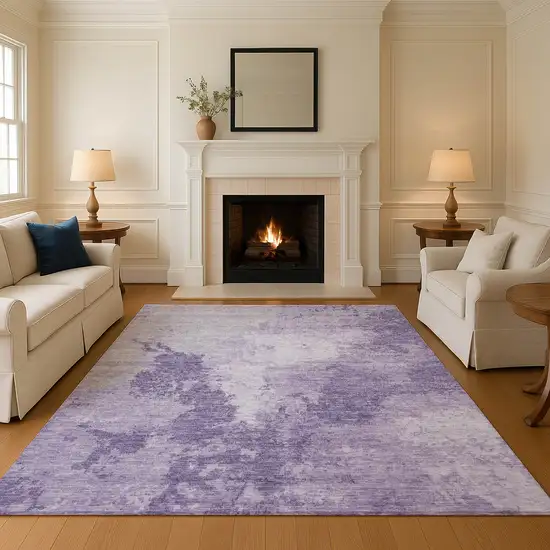 Plum And Lavender Abstract Washable Area Rug With UV Protection Photo 5