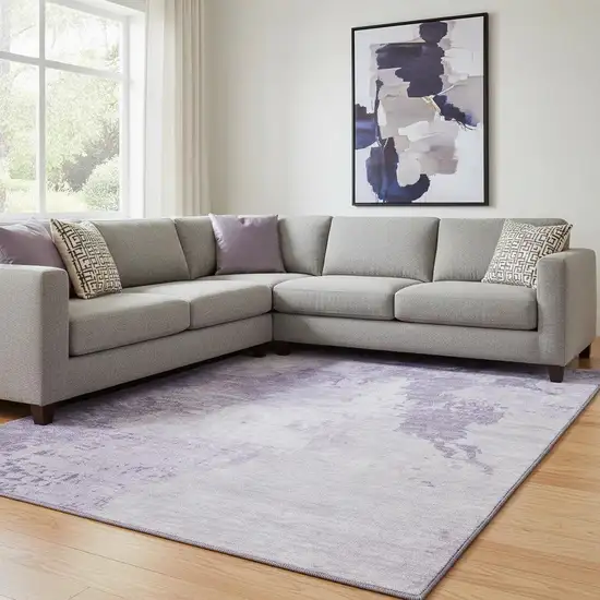 Plum And Lavender Abstract Washable Area Rug With UV Protection Photo 2