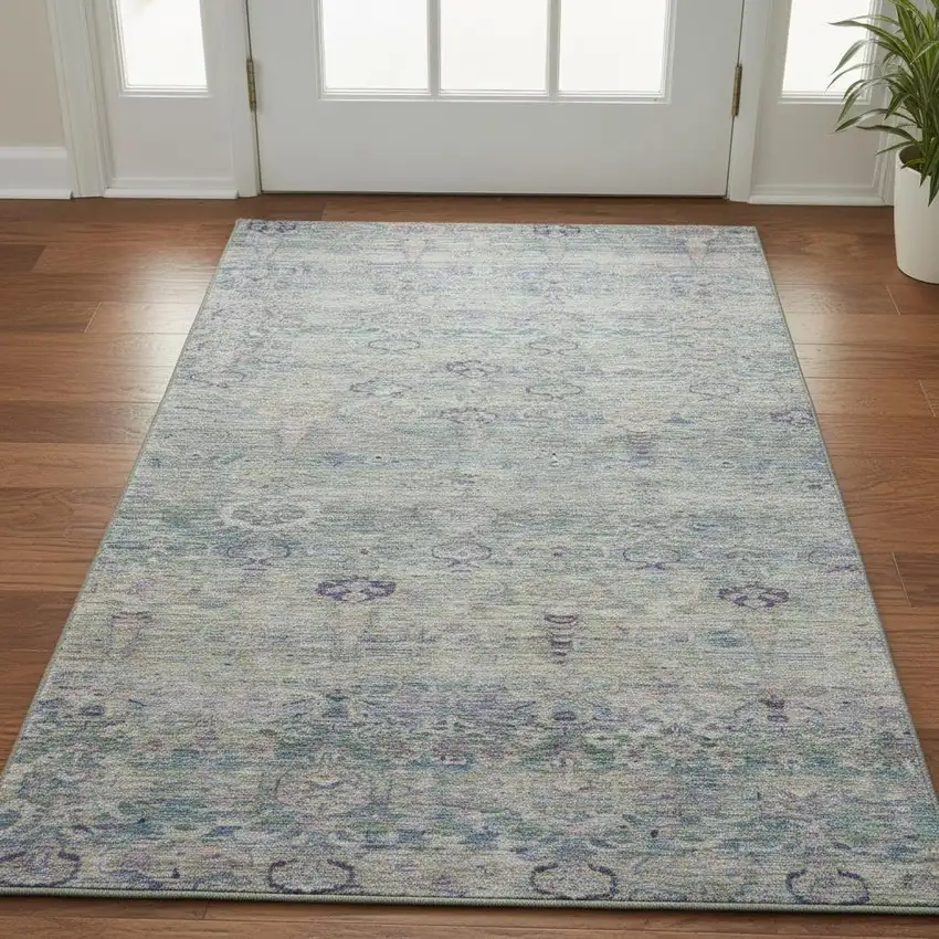 Plum And Lavender Abstract Washable Area Rug With UV Protection Photo 2
