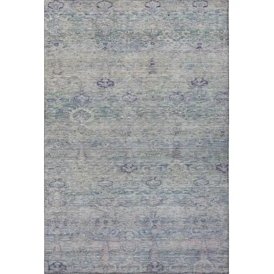 Plum And Lavender Abstract Washable Area Rug With UV Protection Photo 4