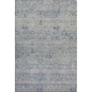 Photo of Plum And Lavender Abstract Washable Area Rug With UV Protection