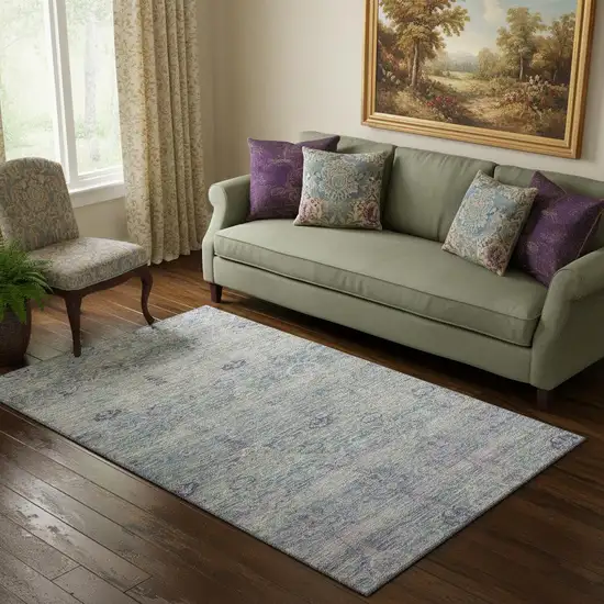 Plum And Lavender Abstract Washable Area Rug With UV Protection Photo 2