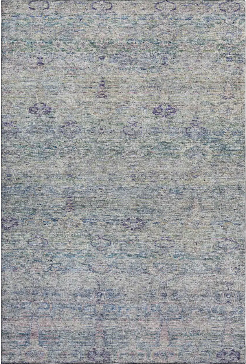 Plum And Lavender Abstract Washable Area Rug With UV Protection Photo 1