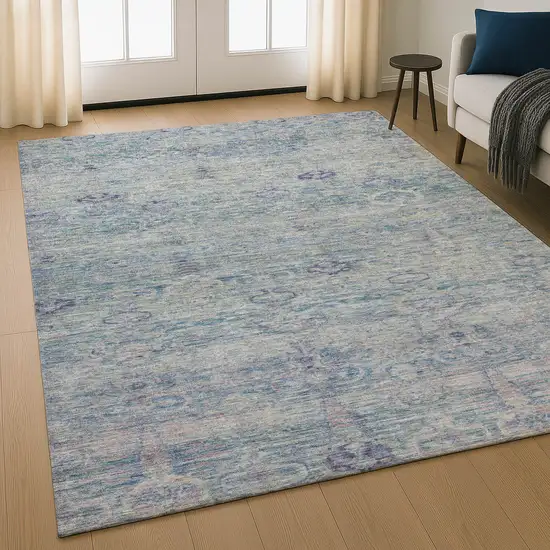 Plum And Lavender Abstract Washable Area Rug With UV Protection Photo 4