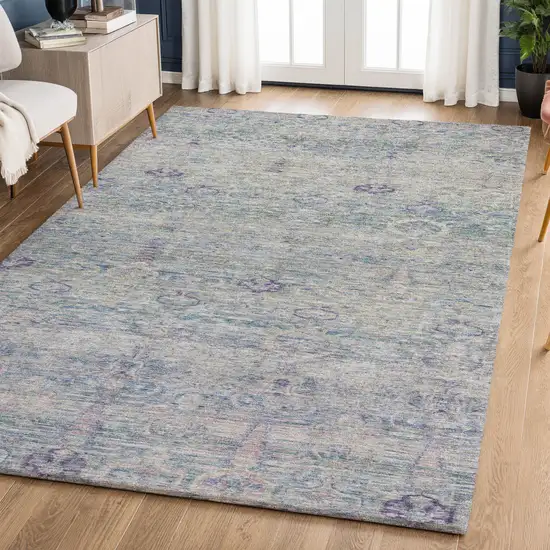 Plum And Lavender Abstract Washable Area Rug With UV Protection Photo 5