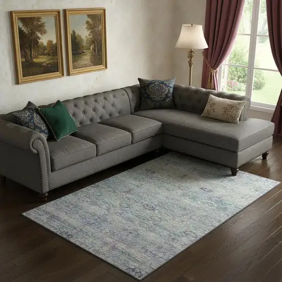 Plum And Lavender Abstract Washable Area Rug With UV Protection Photo 2