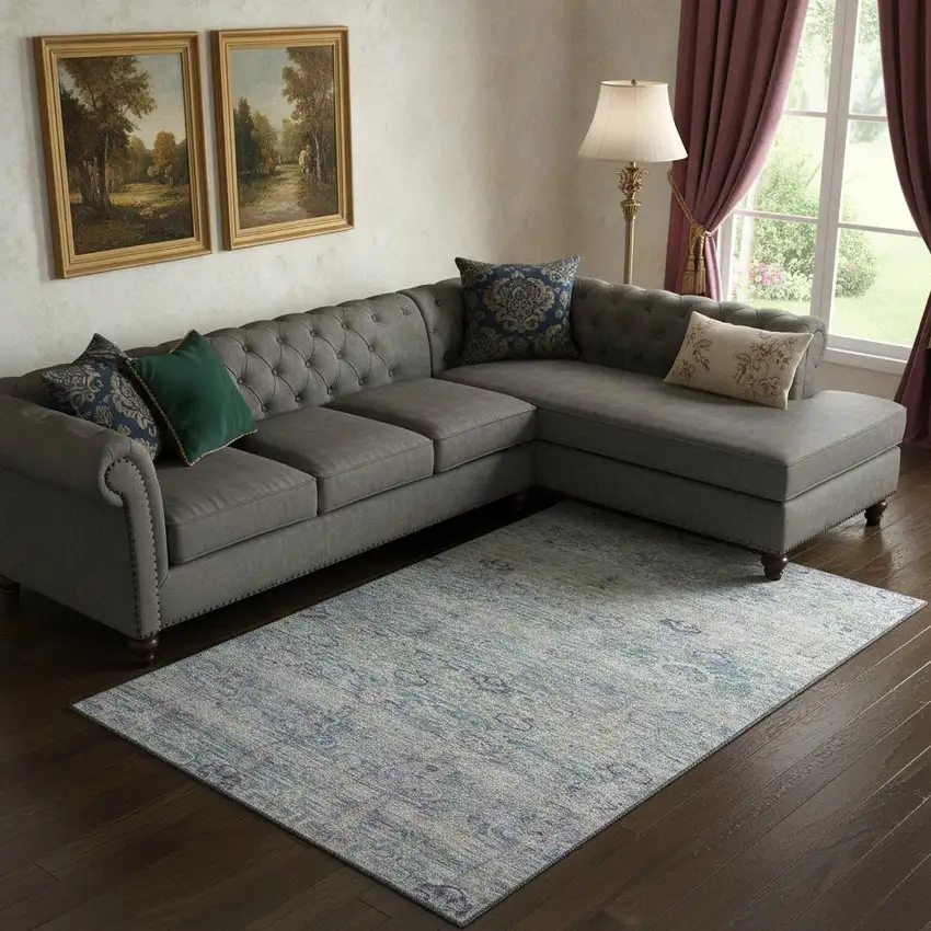 Plum And Lavender Abstract Washable Area Rug With UV Protection Photo 2