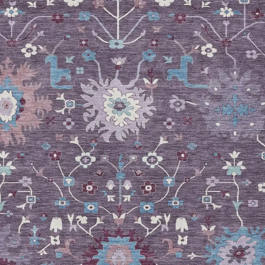 Plum And Lavender Faux Bois Washable Indoor Outdoor Area Rug Photo 2