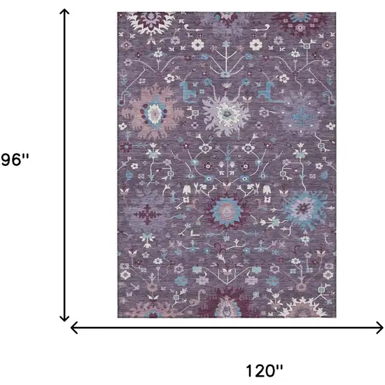 Plum And Lavender Faux Bois Washable Indoor Outdoor Area Rug Photo 6