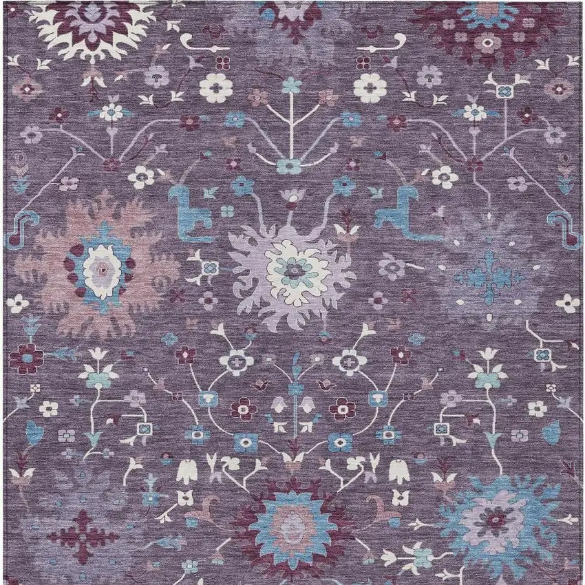Plum And Lavender Faux Bois Washable Indoor Outdoor Area Rug Photo 3