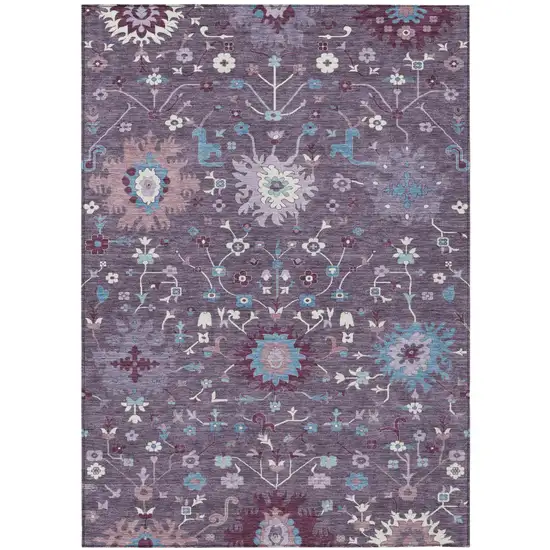 Plum And Lavender Faux Bois Washable Indoor Outdoor Area Rug Photo 1