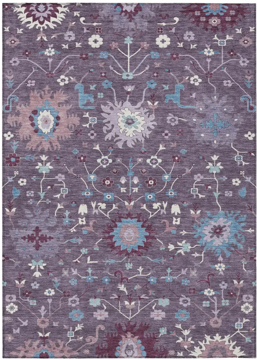 Plum And Lavender Faux Bois Washable Indoor Outdoor Area Rug Photo 1