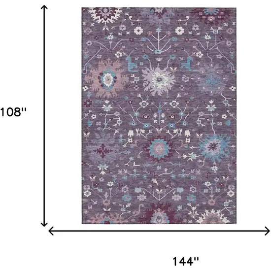 Plum And Lavender Faux Bois Washable Indoor Outdoor Area Rug Photo 6