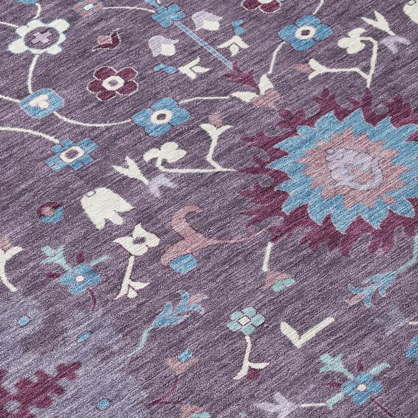Plum And Lavender Faux Bois Washable Indoor Outdoor Area Rug Photo 5