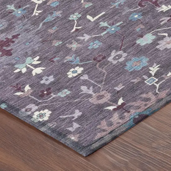 Plum And Lavender Faux Bois Washable Indoor Outdoor Area Rug Photo 4