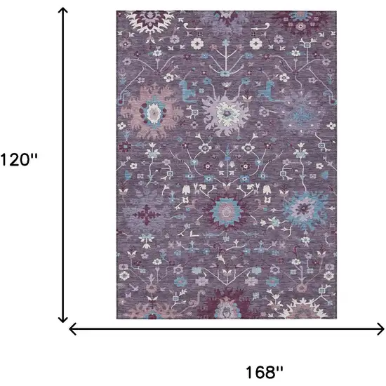 Plum And Lavender Faux Bois Washable Indoor Outdoor Area Rug Photo 6