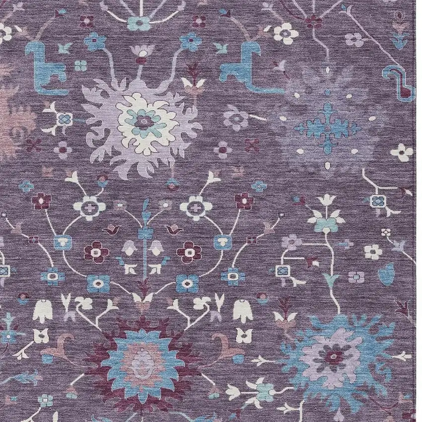 Plum And Lavender Faux Bois Washable Indoor Outdoor Area Rug Photo 2