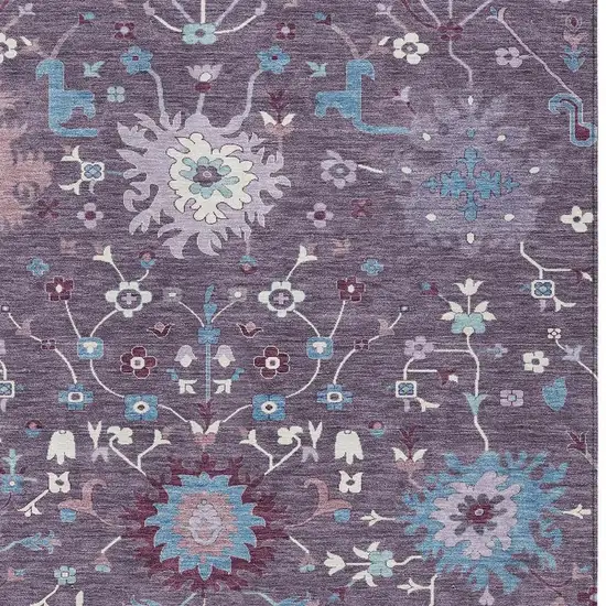 Plum And Lavender Faux Bois Washable Indoor Outdoor Area Rug Photo 2