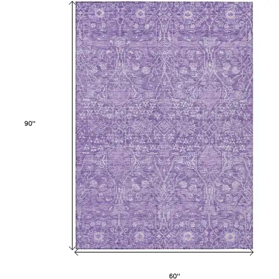 Plum And Lavender Floral Washable Indoor Outdoor Area Rug Photo 7